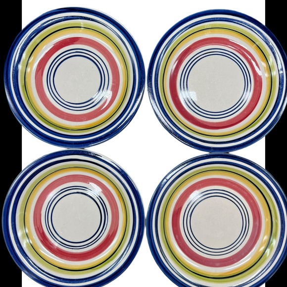 Pier 1 Circular Pattern Dessert Plates Primary Colors - Set of 4 - Picture 1 of 3